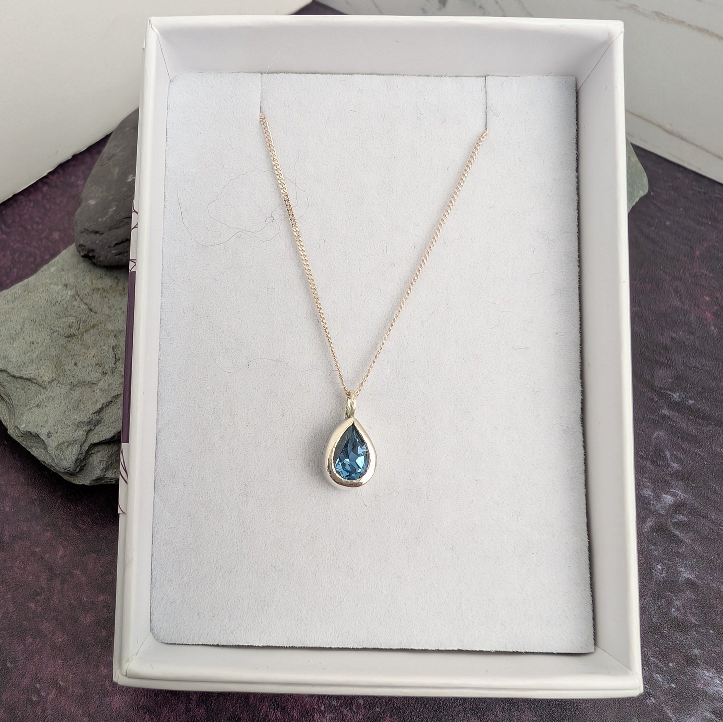 London Blue Topaz pear shaped pendant
