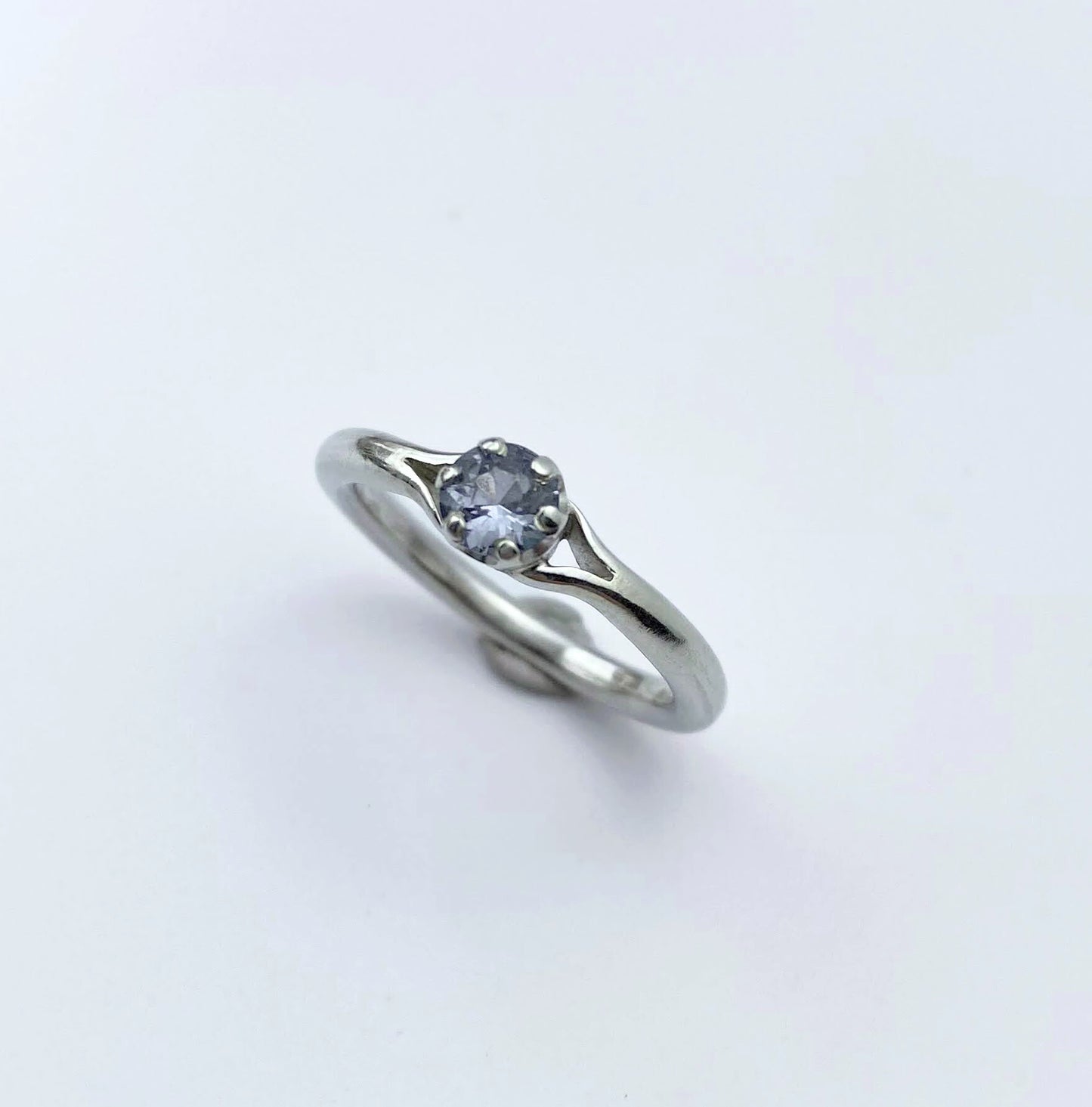 Pale blue spinel and silver ring