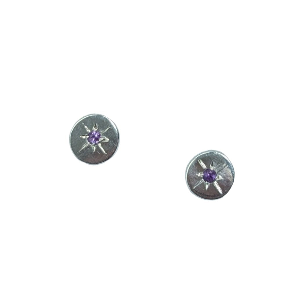 Star Set Amethyst Stud Earrings