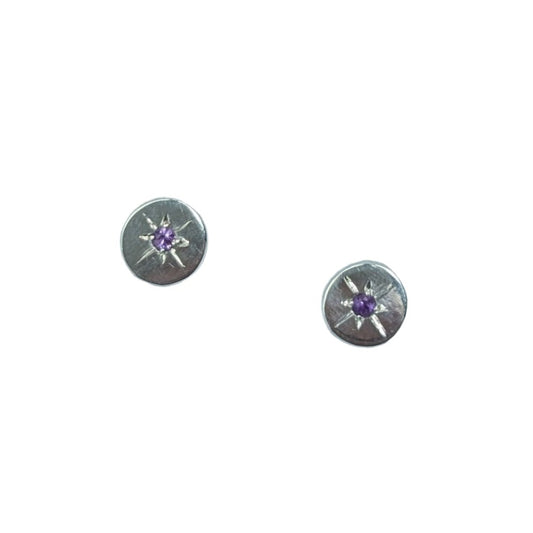 Star Set Amethyst Stud Earrings