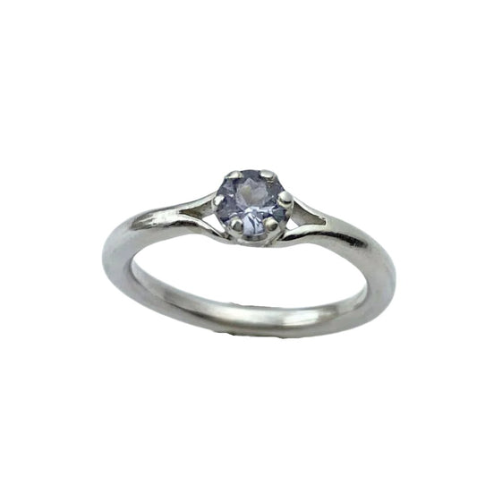 Pale blue spinel and silver ring