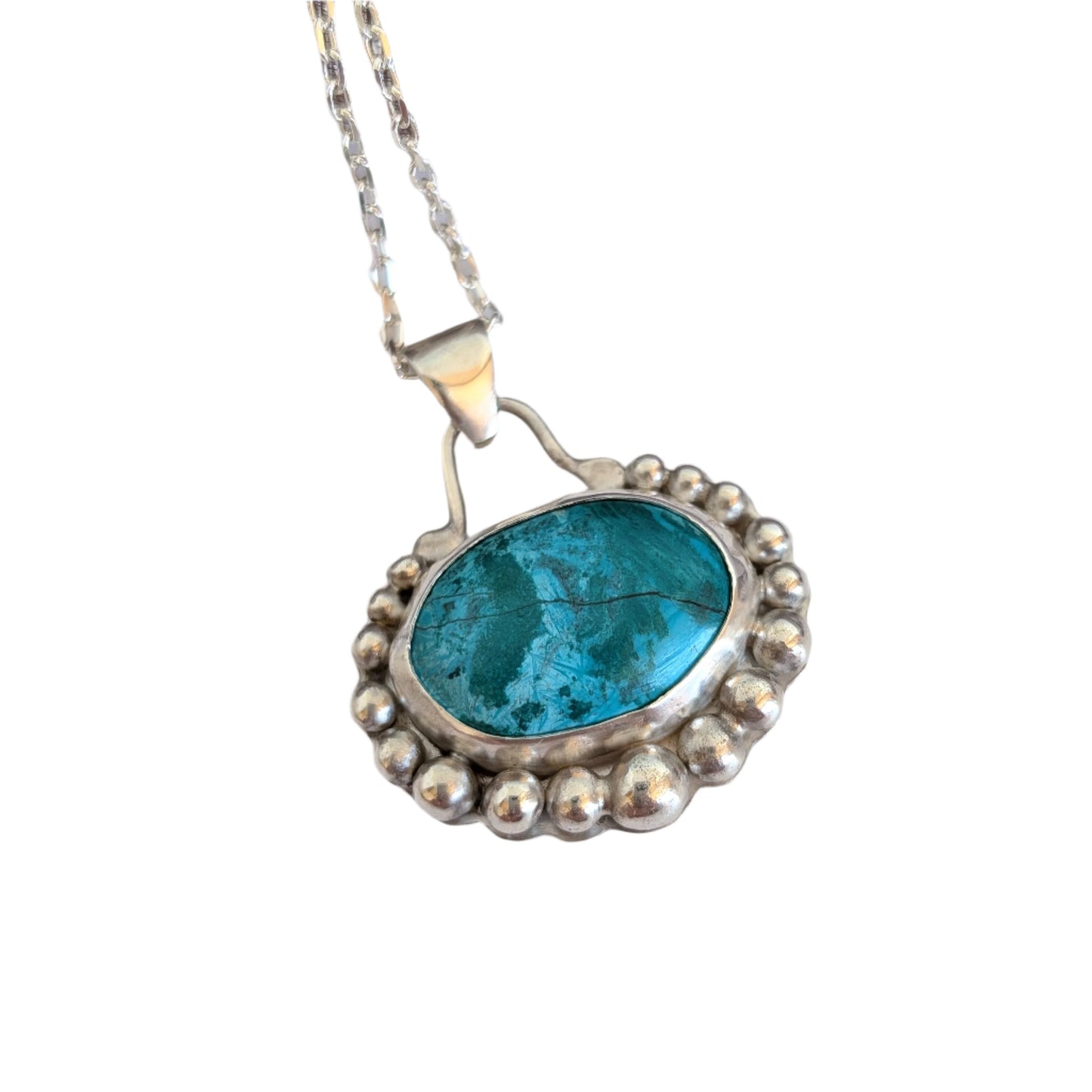 Chrysocolla and Silver Necklace