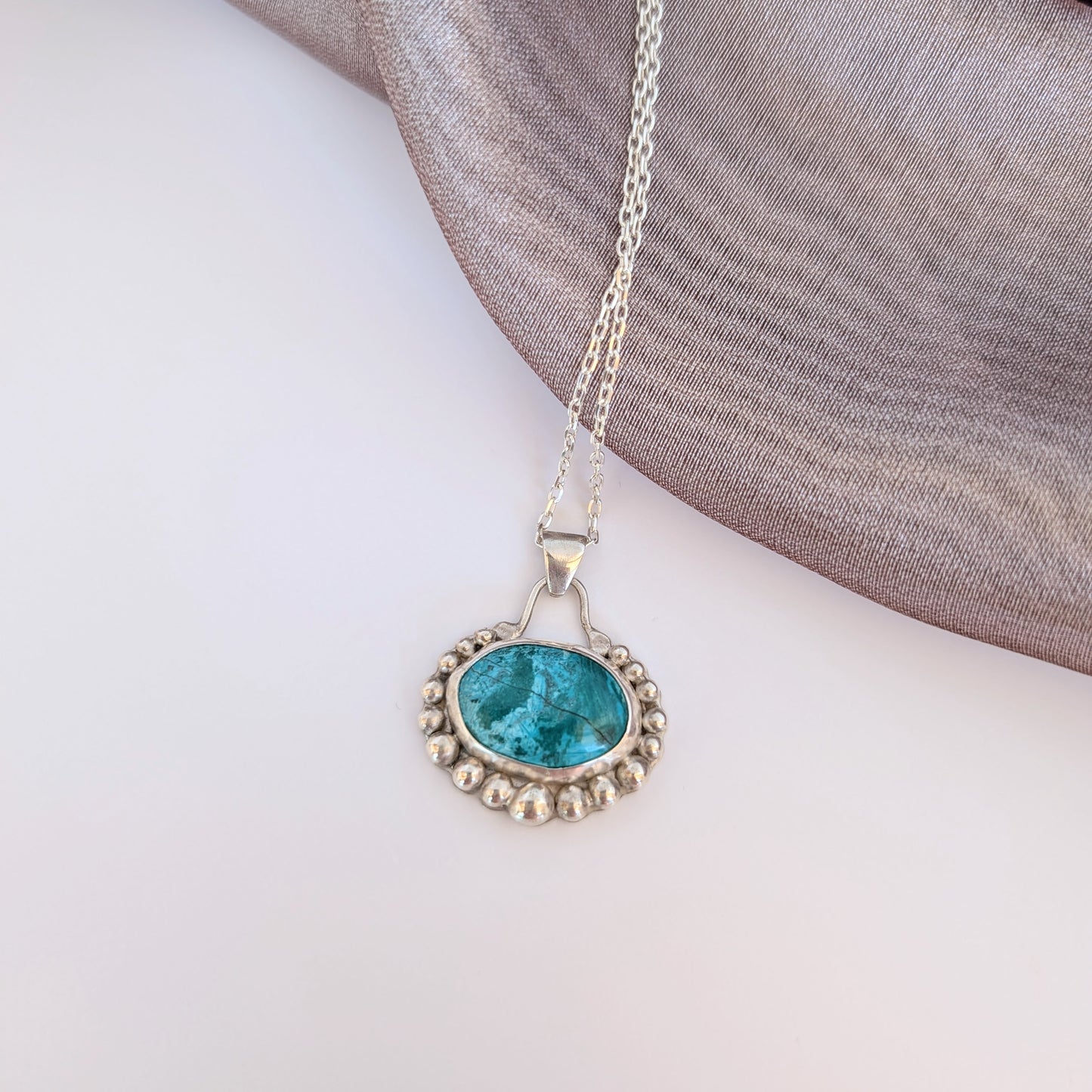 Chrysocolla and Silver Necklace