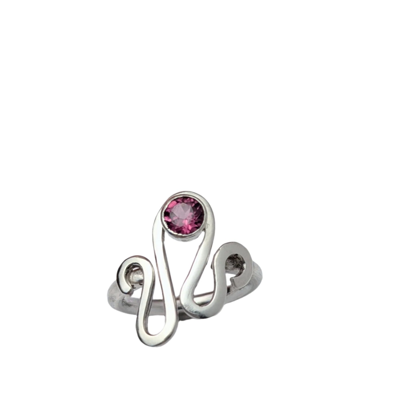 Garnet Silver Wiggle Ring