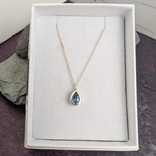 London Blue Topaz pear shaped pendant