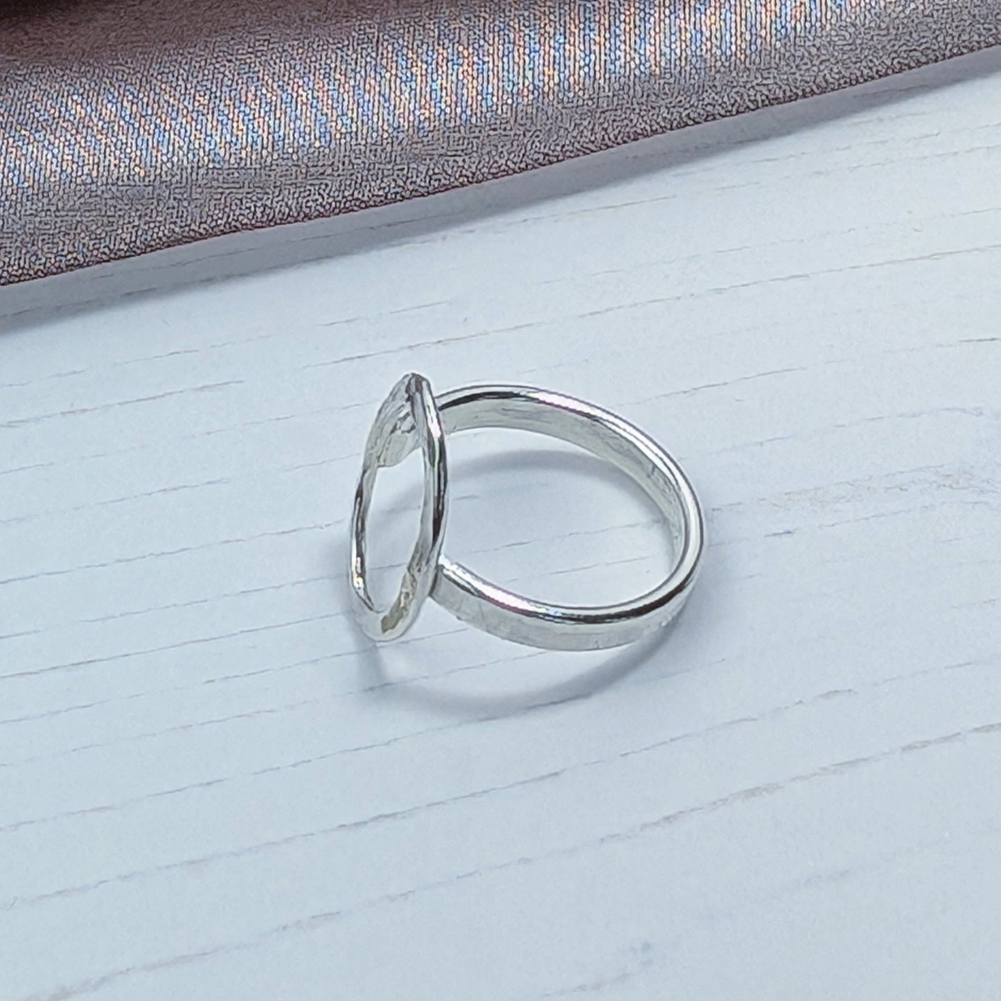 Hammered Oval Silver Ring (Large)