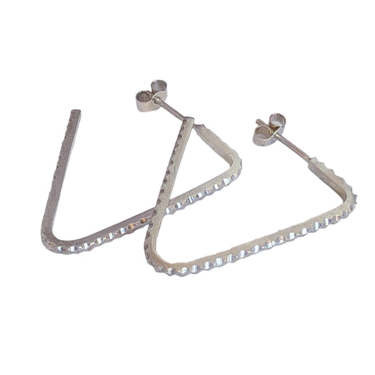 Triangle silver textured hoops