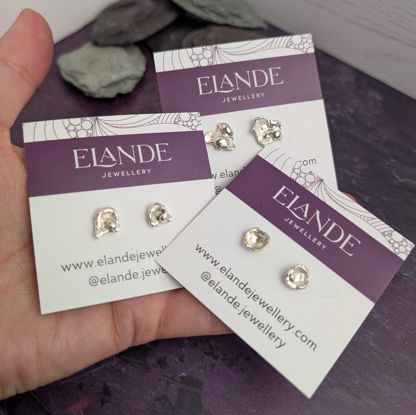 Water Cast Silver Studs (C)